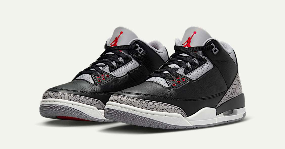 Mens jordan retro 3 black cement best sale